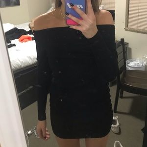 Revolve black off the shoulder sweater dress